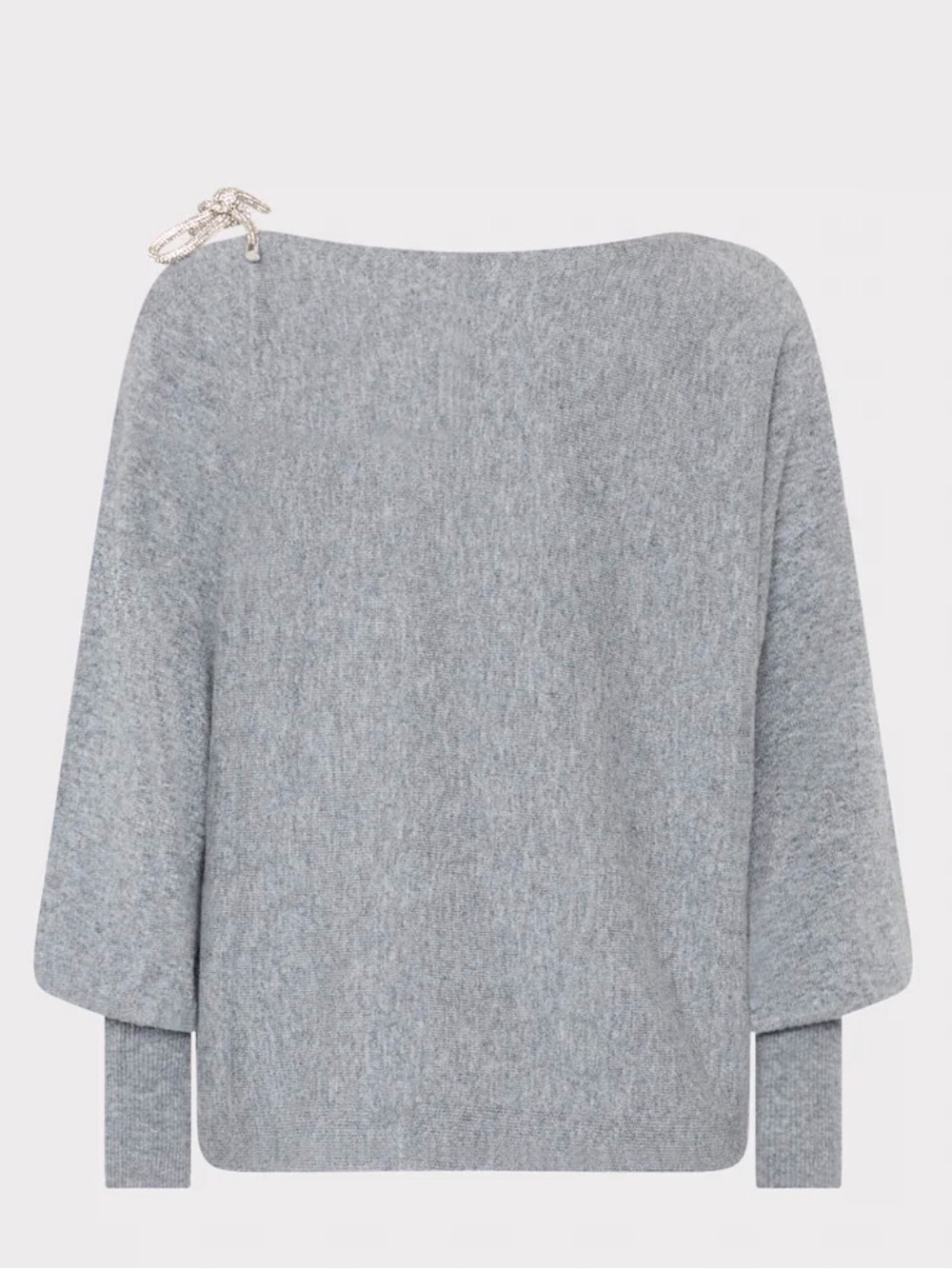 NWT Milly Ida Off Shoulder Crystal Tie Sweater Grey Heather Size S $350